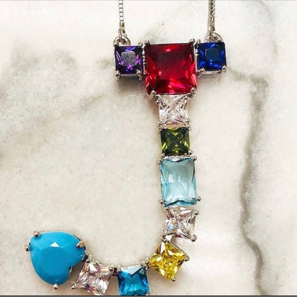 LARGE Multi Colored Initial Letter Necklace-Boutique - Picture 6 of 12